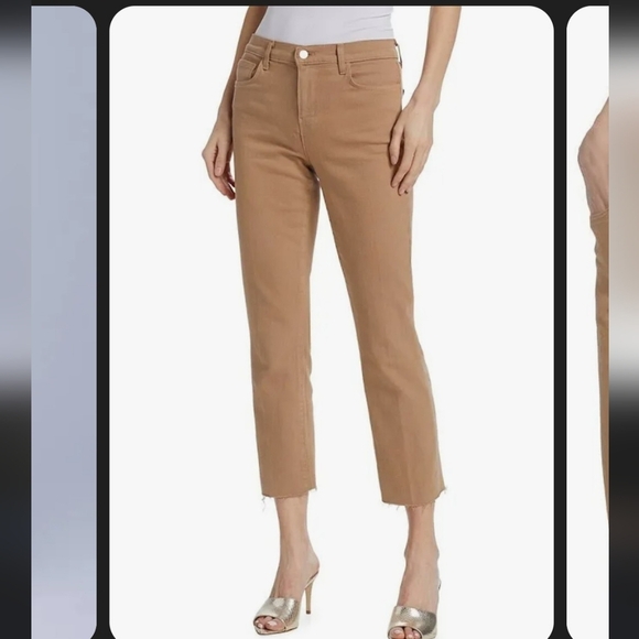 NEW L'AGENCE Sada Slim Straight Leg Cropped Jeans Khaki Trendy Luxury Summer - Picture 9 of 11